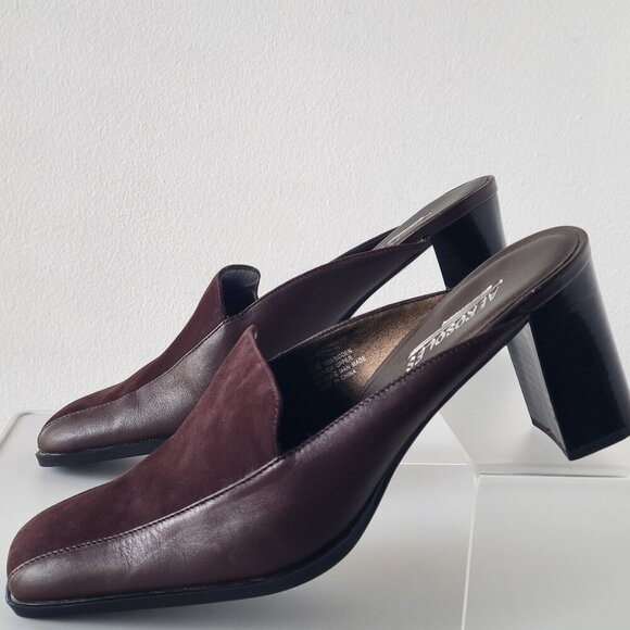 AEROSOLES Vacant Cot Brown Suede & Leather Slip-on Mules - Picture 1 of 13